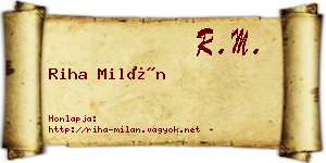 Riha Milán névjegykártya